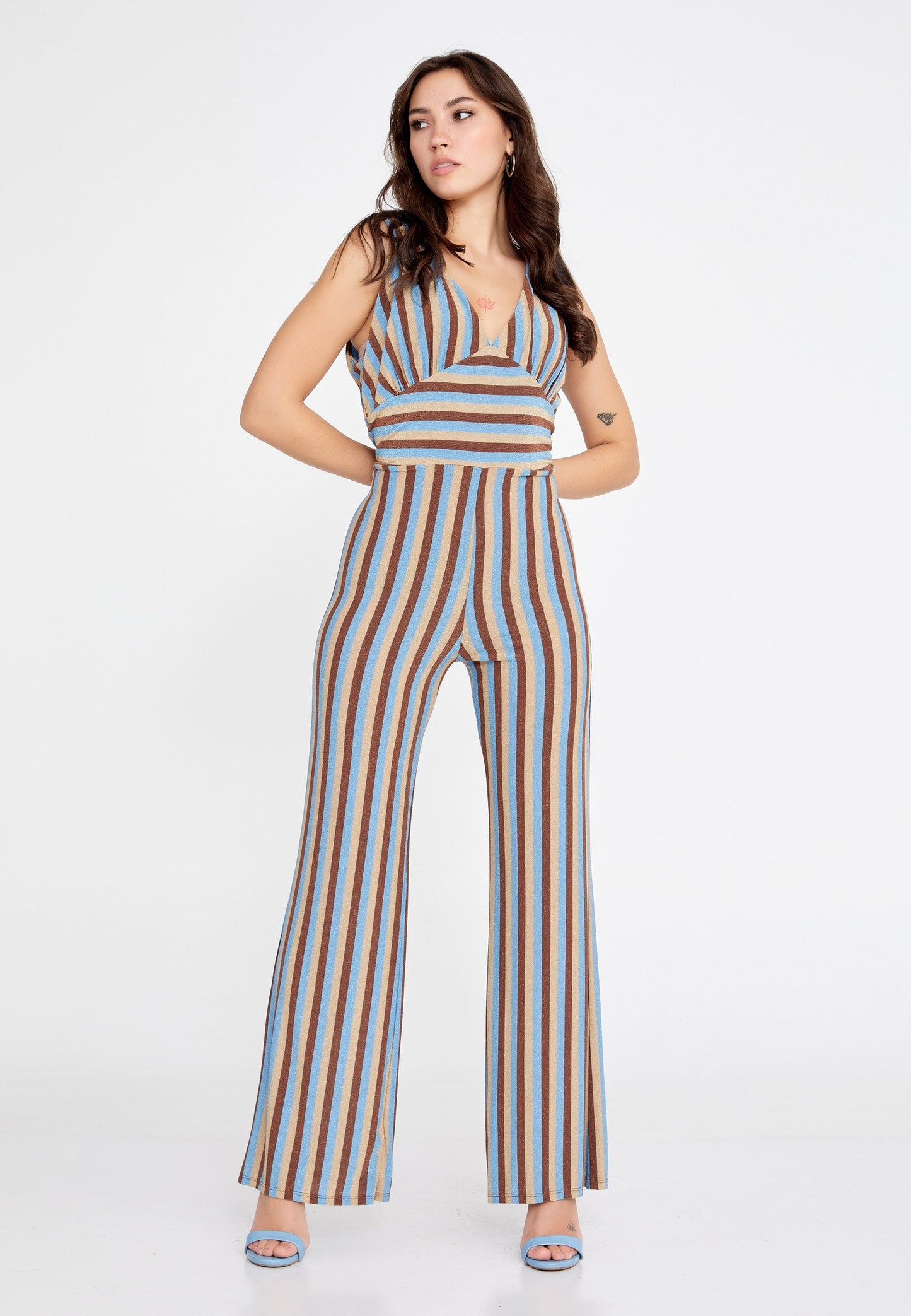 Sleeveless Striped Casual Jumpsuit