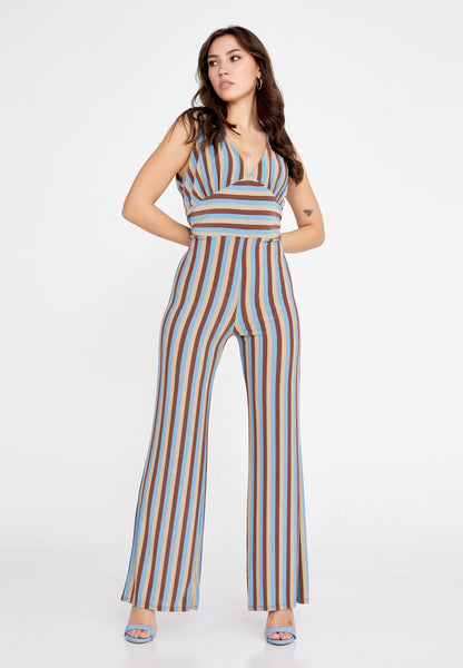 Sleeveless Striped Casual Jumpsuit