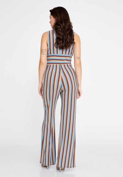 Sleeveless Striped Casual Jumpsuit