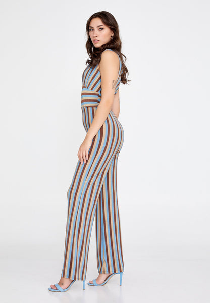 Sleeveless Striped Casual Jumpsuit