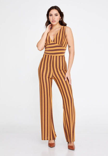 Sleeveless Striped Casual Jumpsuit