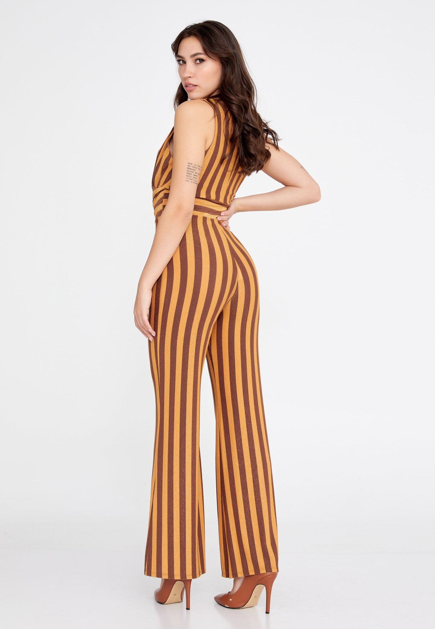 Sleeveless Striped Casual Jumpsuit