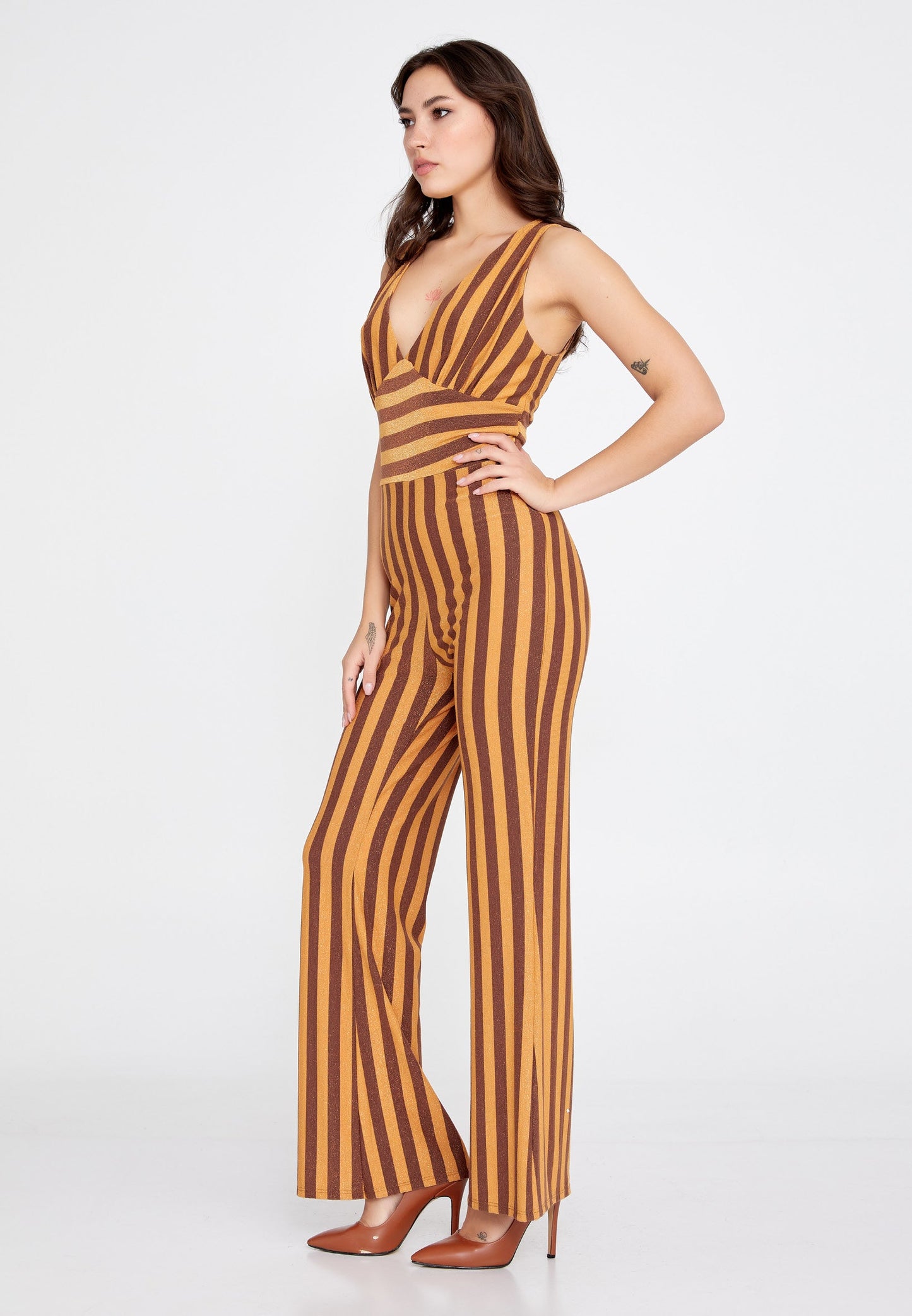 Sleeveless Striped Casual Jumpsuit