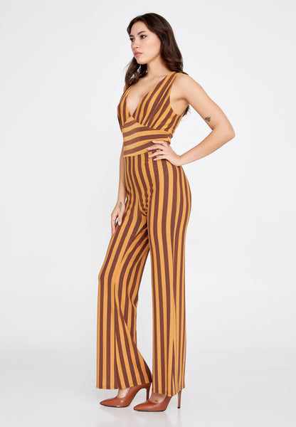 Sleeveless Striped Casual Jumpsuit