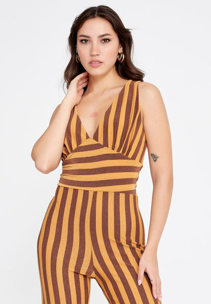 Sleeveless Striped Casual Jumpsuit