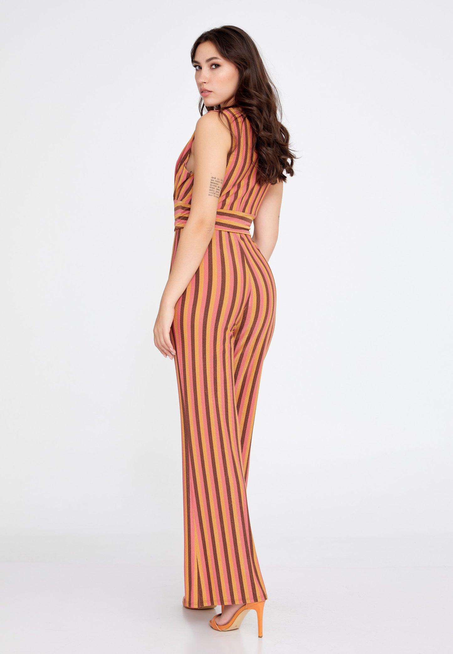 Sleeveless Striped Casual Jumpsuit