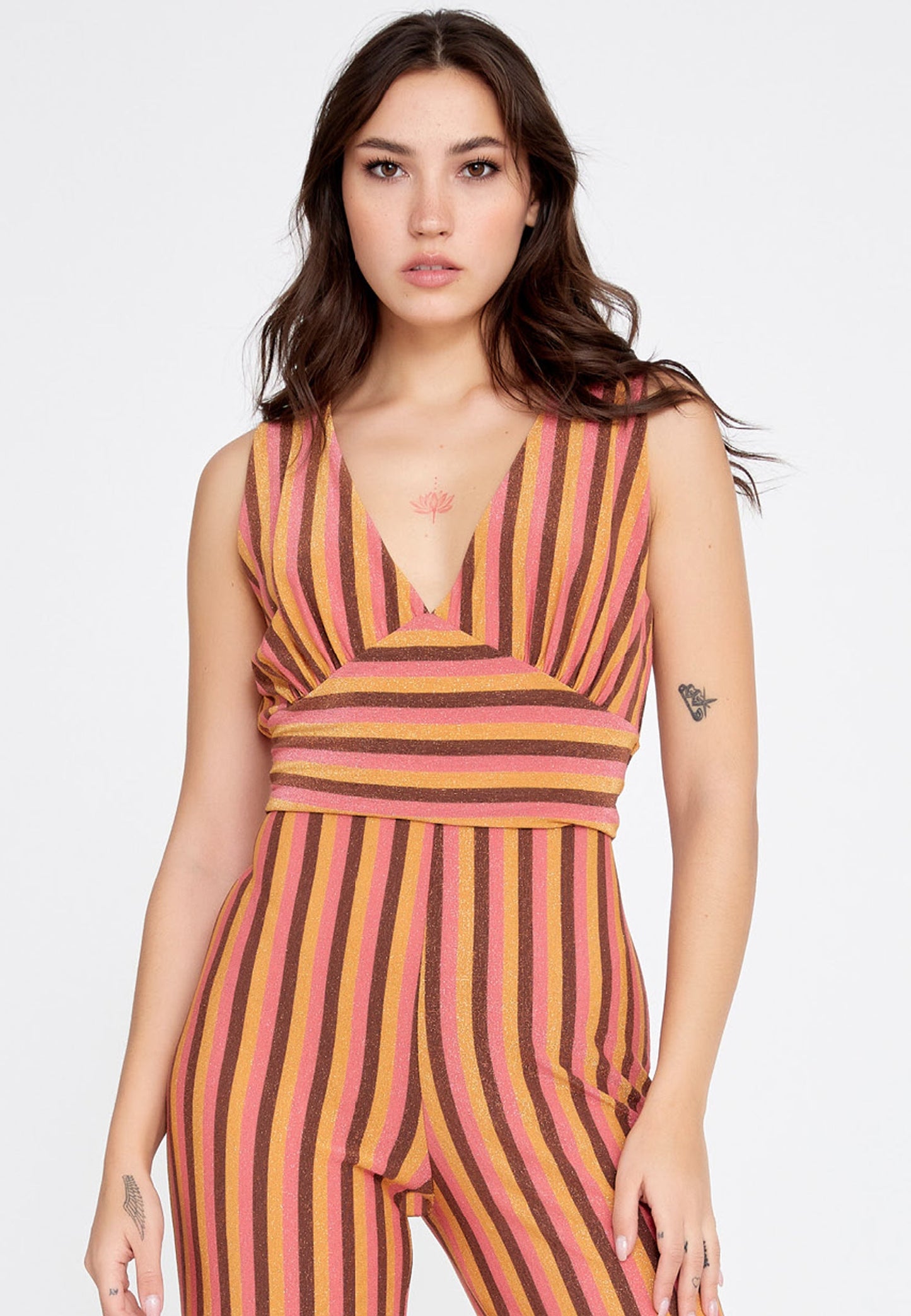 Sleeveless Striped Casual Jumpsuit