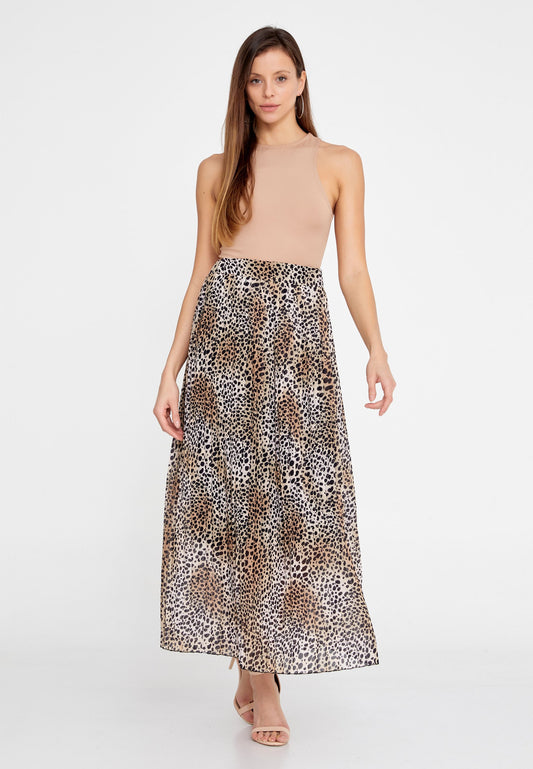 Maxi Safari Print Skirt