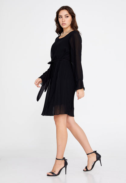 Long-Sleeve Chiffon Mini Dress