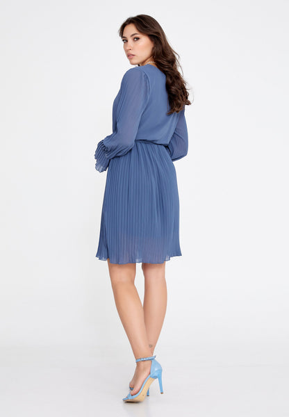 Long-Sleeve Chiffon Mini Dress