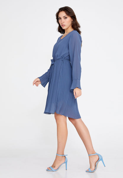 Long-Sleeve Chiffon Mini Dress