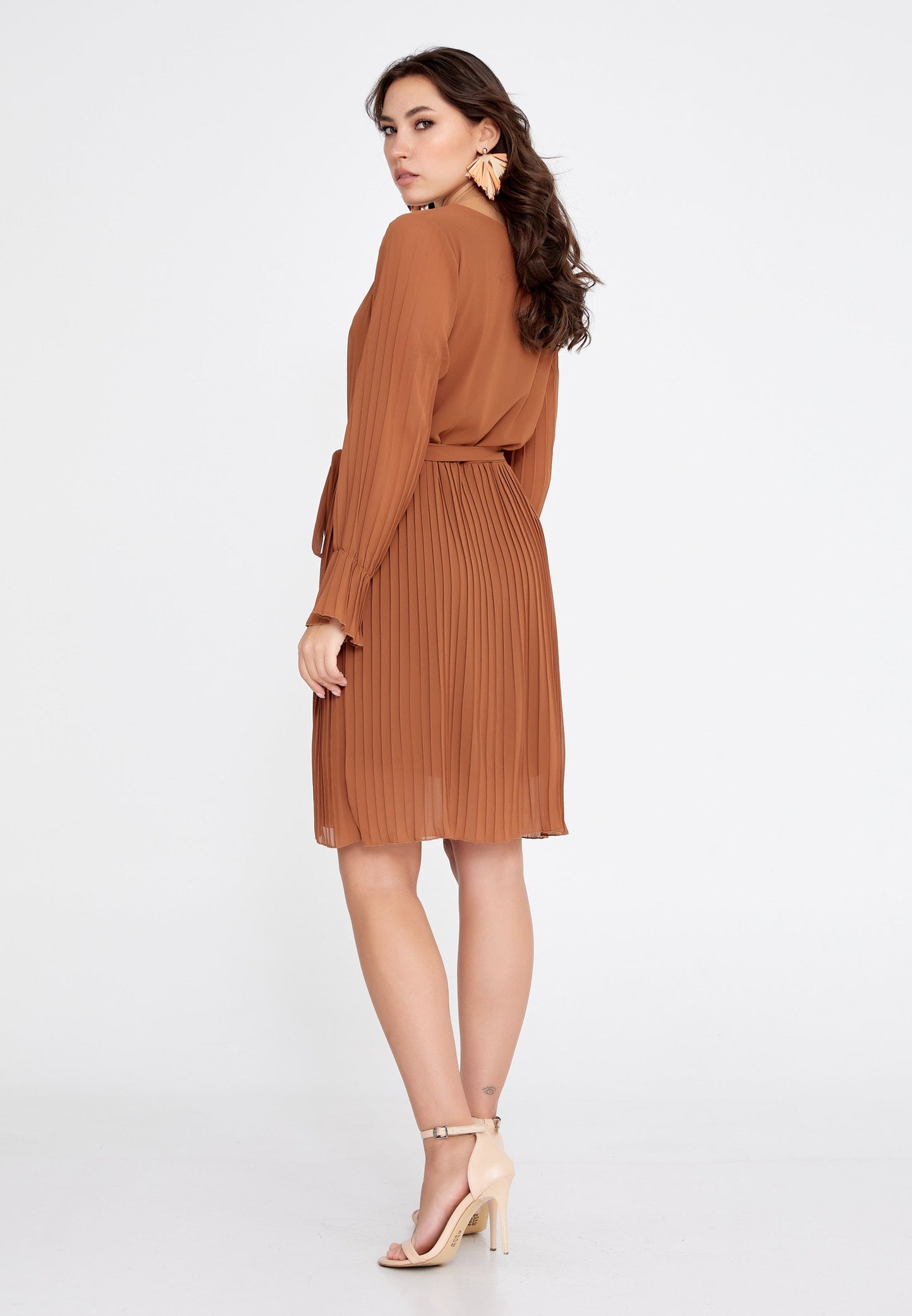 Long-Sleeve Chiffon Mini Dress