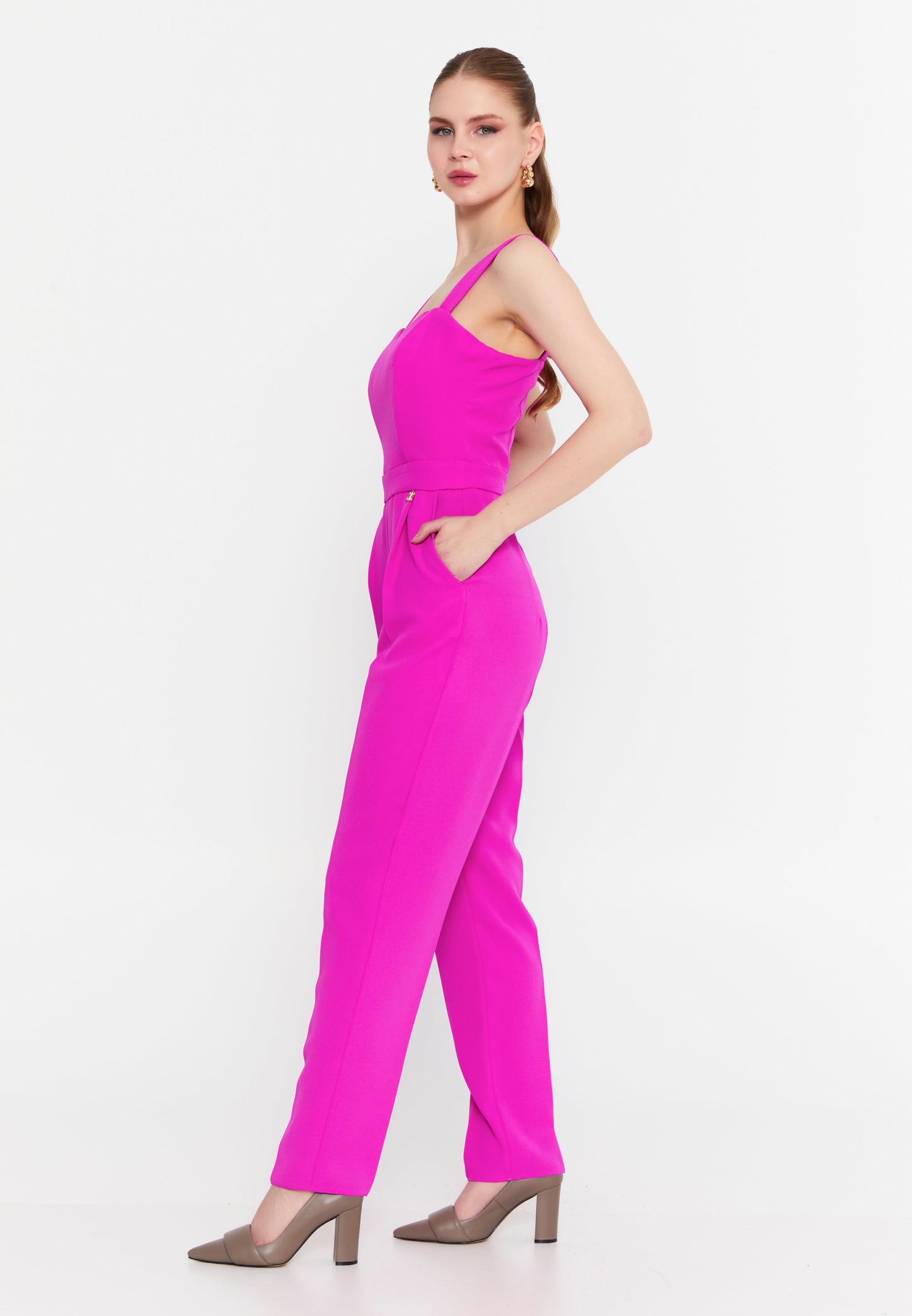 Sleeveless Unicolor Casual Jumpsuit