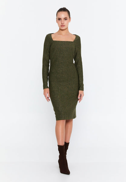 Long Sleeve Midi Straight-Cut Casual Dress