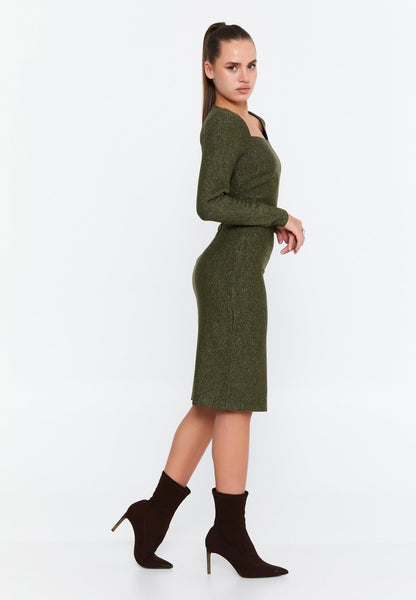 Long Sleeve Midi Straight-Cut Casual Dress