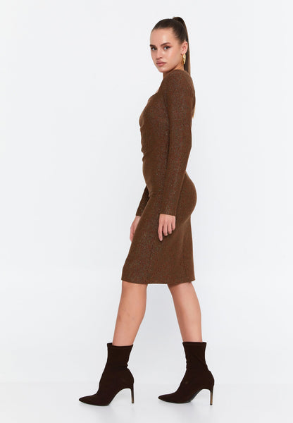 Long Sleeve Midi Straight-Cut Casual Dress