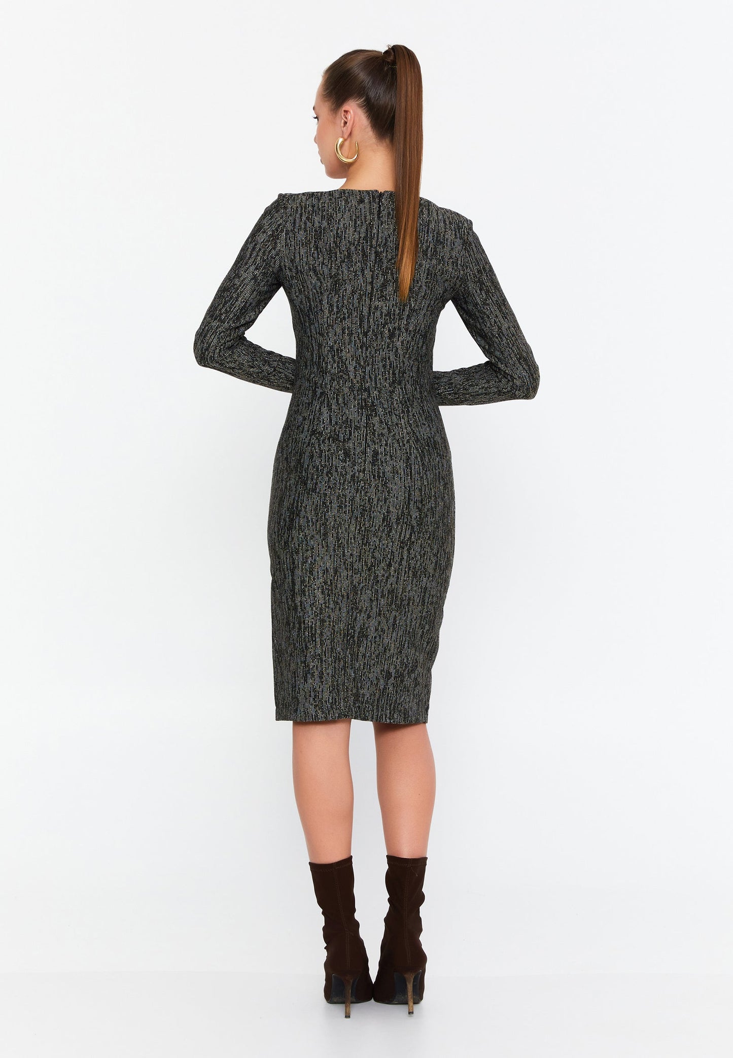 Long Sleeve Midi Straight-Cut Casual Dress