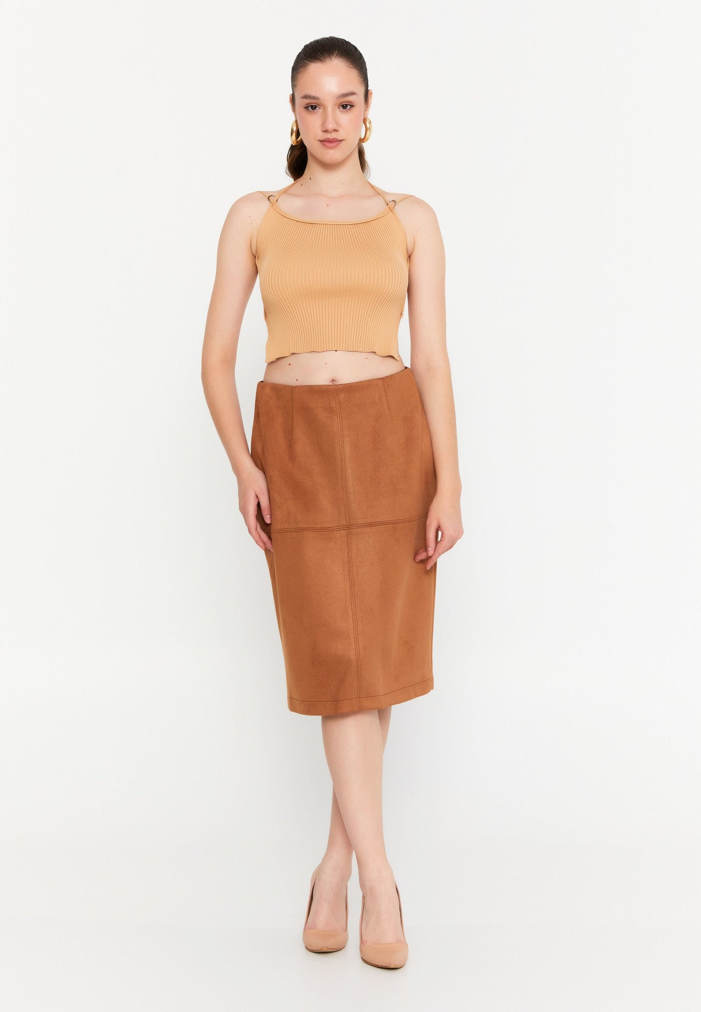 Midi Single-Tone Plus Size Skirt