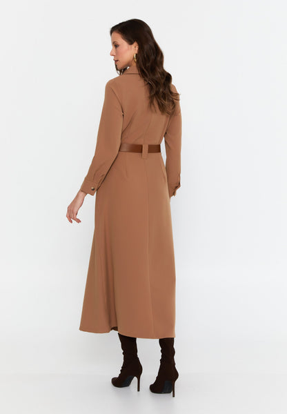 Midi-Length Column Dress with Long Sleeves