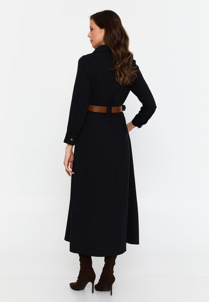 Midi-Length Column Dress with Long Sleeves