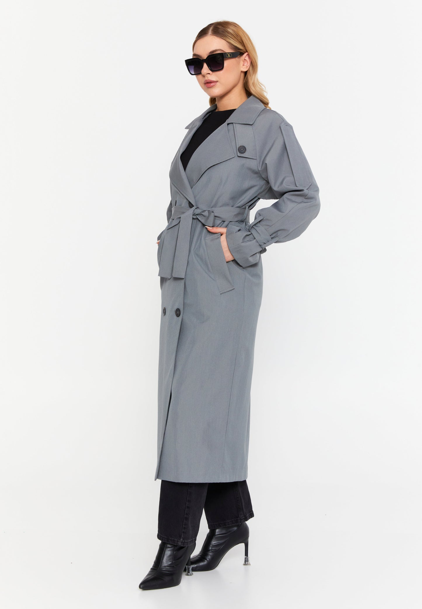 Long Sleeve Belted Trench Coat