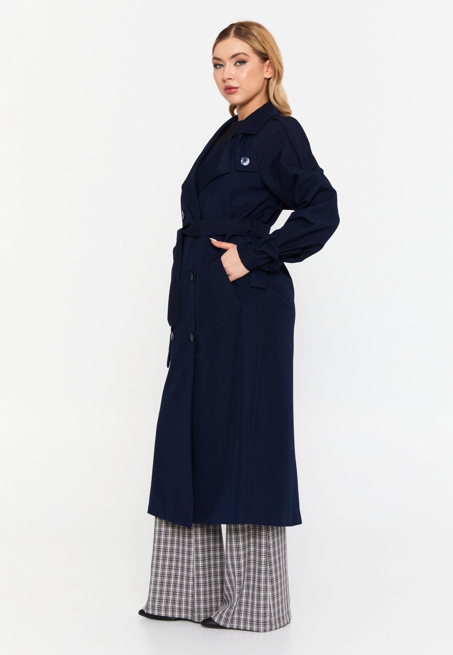 Long Sleeve Belted Trench Coat