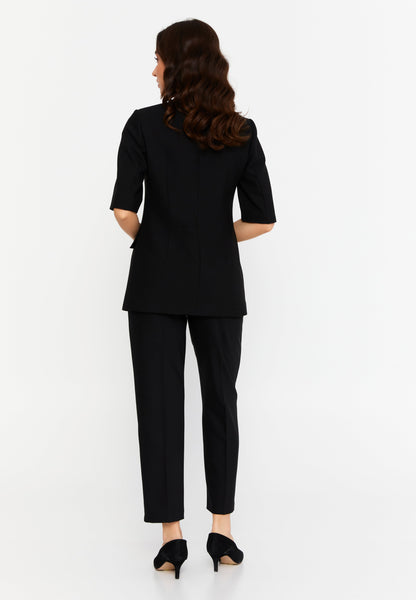 Mid-Length Polyester Plain-Hued Jacket