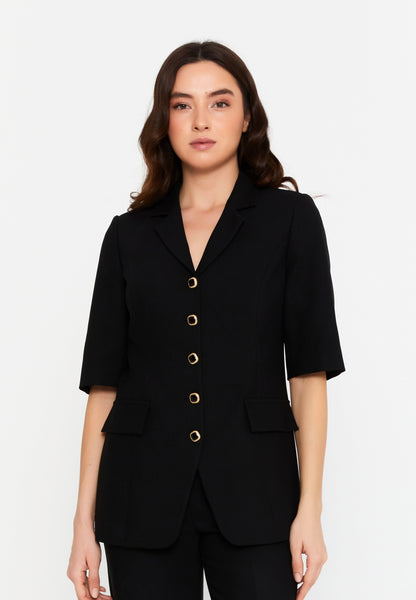 Mid-Length Polyester Plain-Hued Jacket