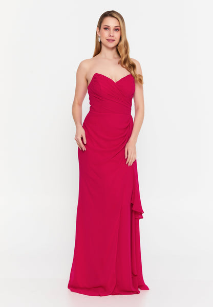 Strapless Chiffon Maxi Column Dress