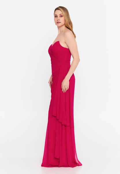 Strapless Chiffon Maxi Column Dress