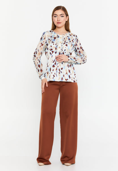 Classic Long Sleeve Printed Blouse