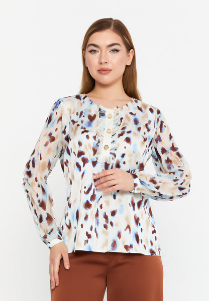 Classic Long Sleeve Printed Blouse