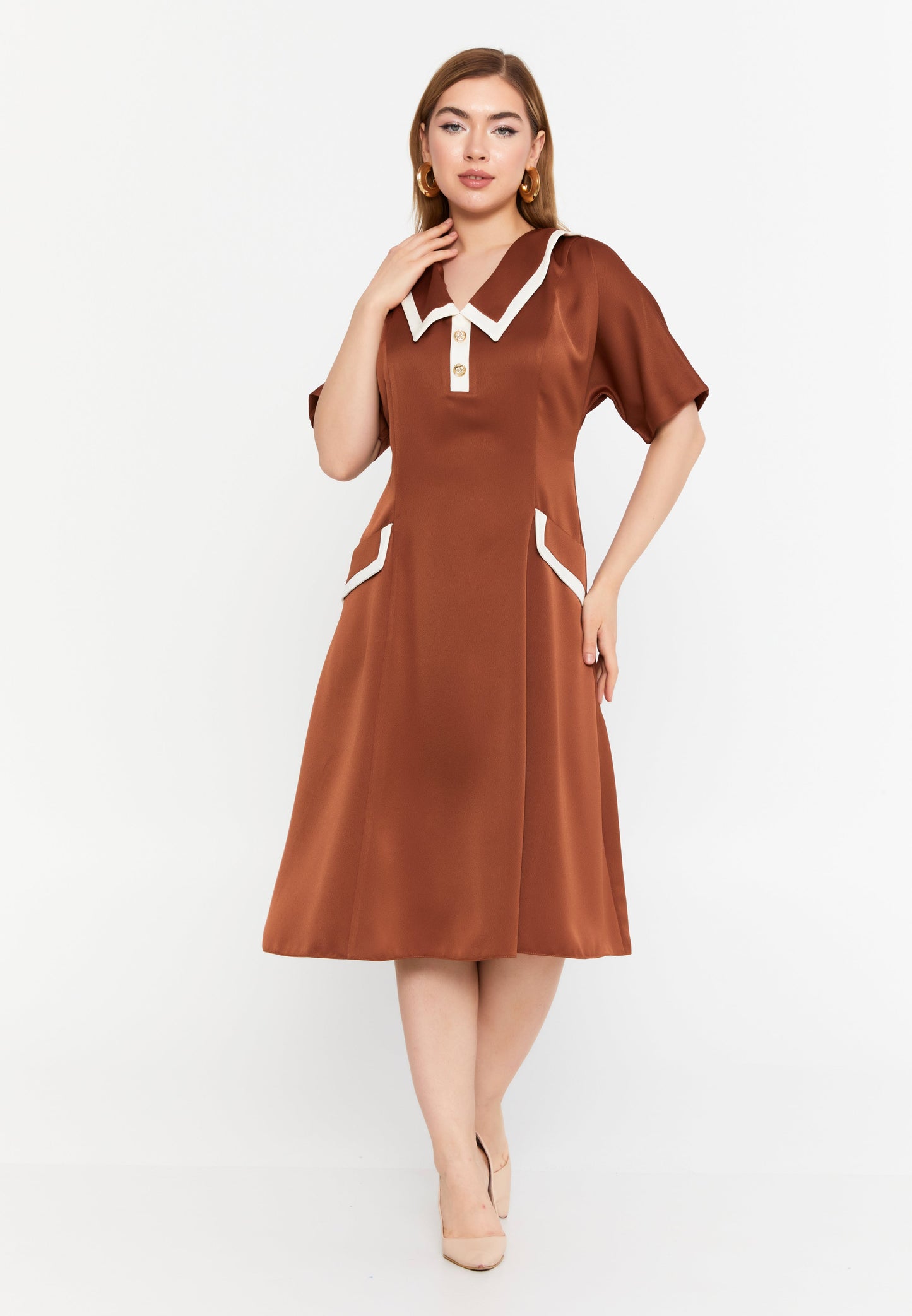 Short-Sleeve Relaxed Midi Dress