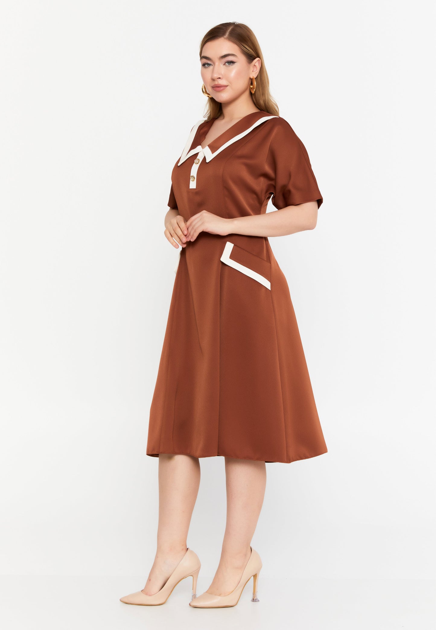 Short-Sleeve Relaxed Midi Dress