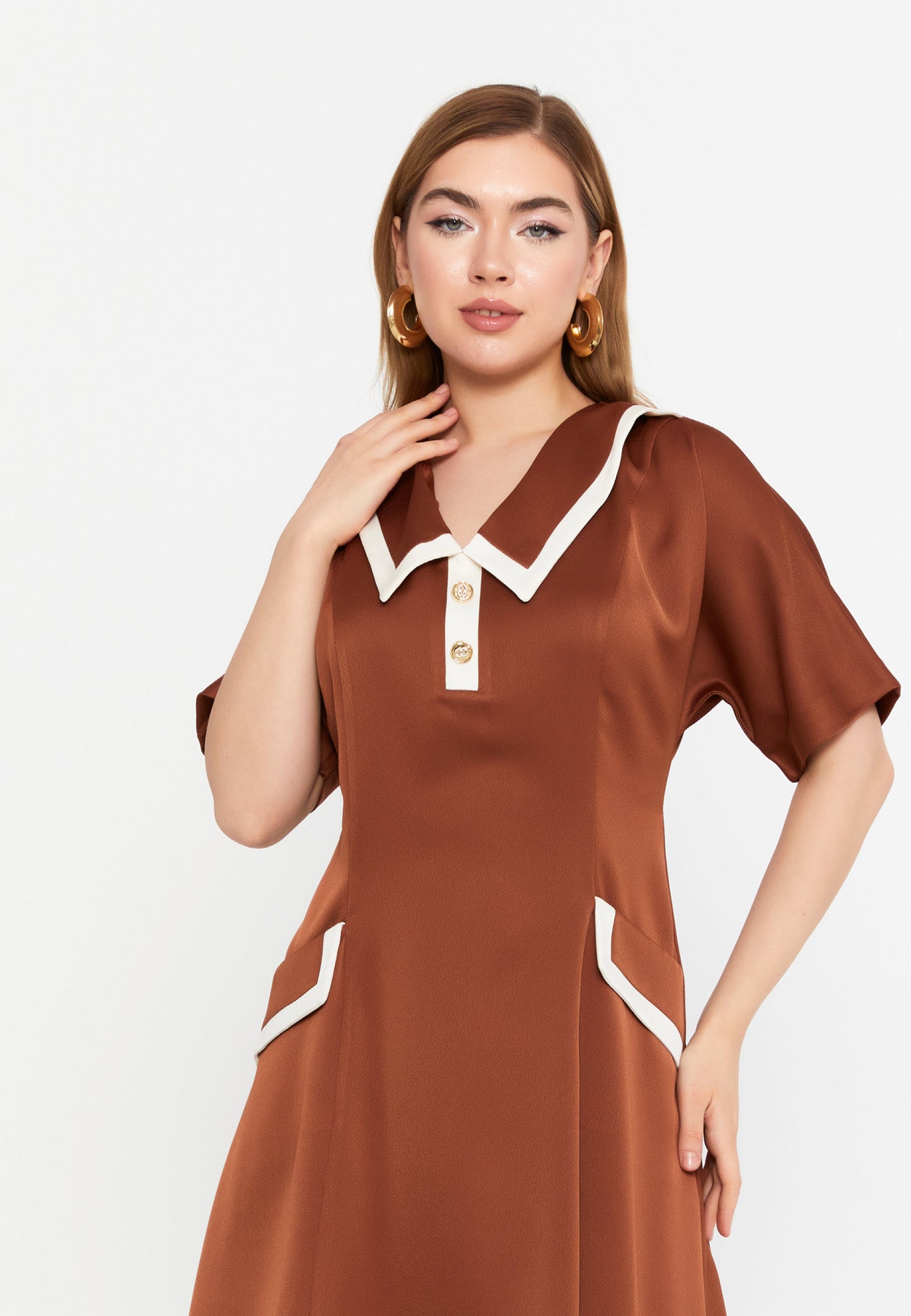 Short-Sleeve Relaxed Midi Dress