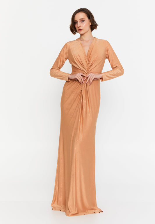 Long-Sleeve Lycra Maxi Gown