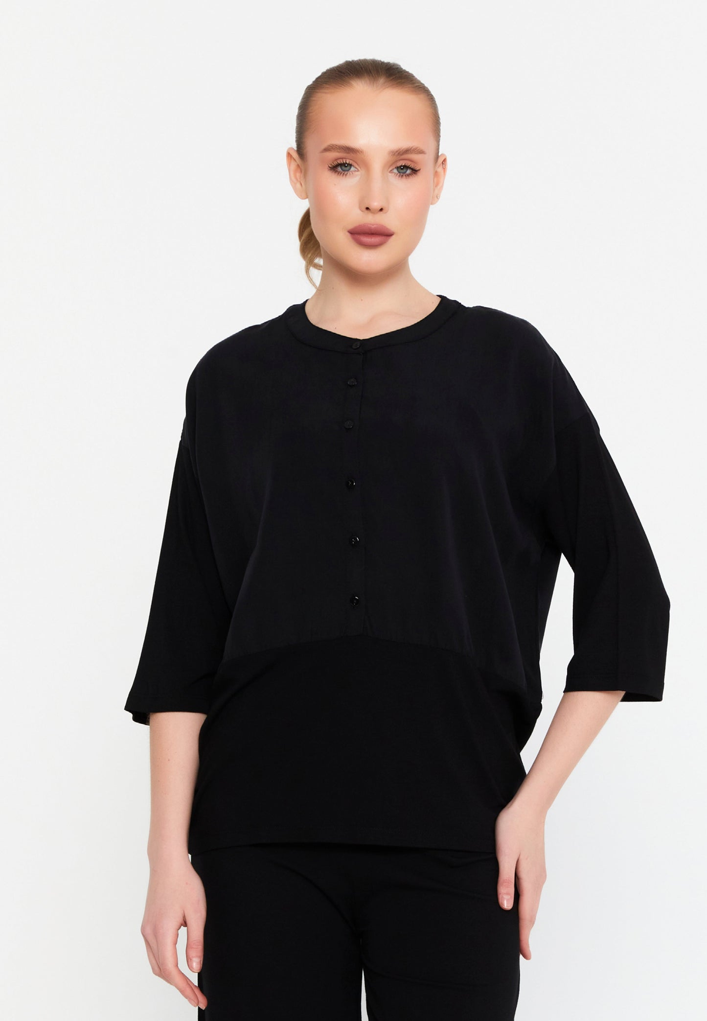 Mid-Length Single-Tone Regular Blouse