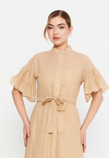 Short Sleeve Lace Midi Dress