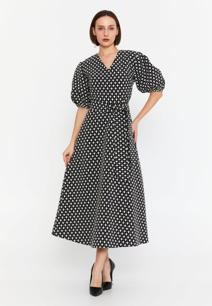 Short-Sleeve Polyester Maxi Dress