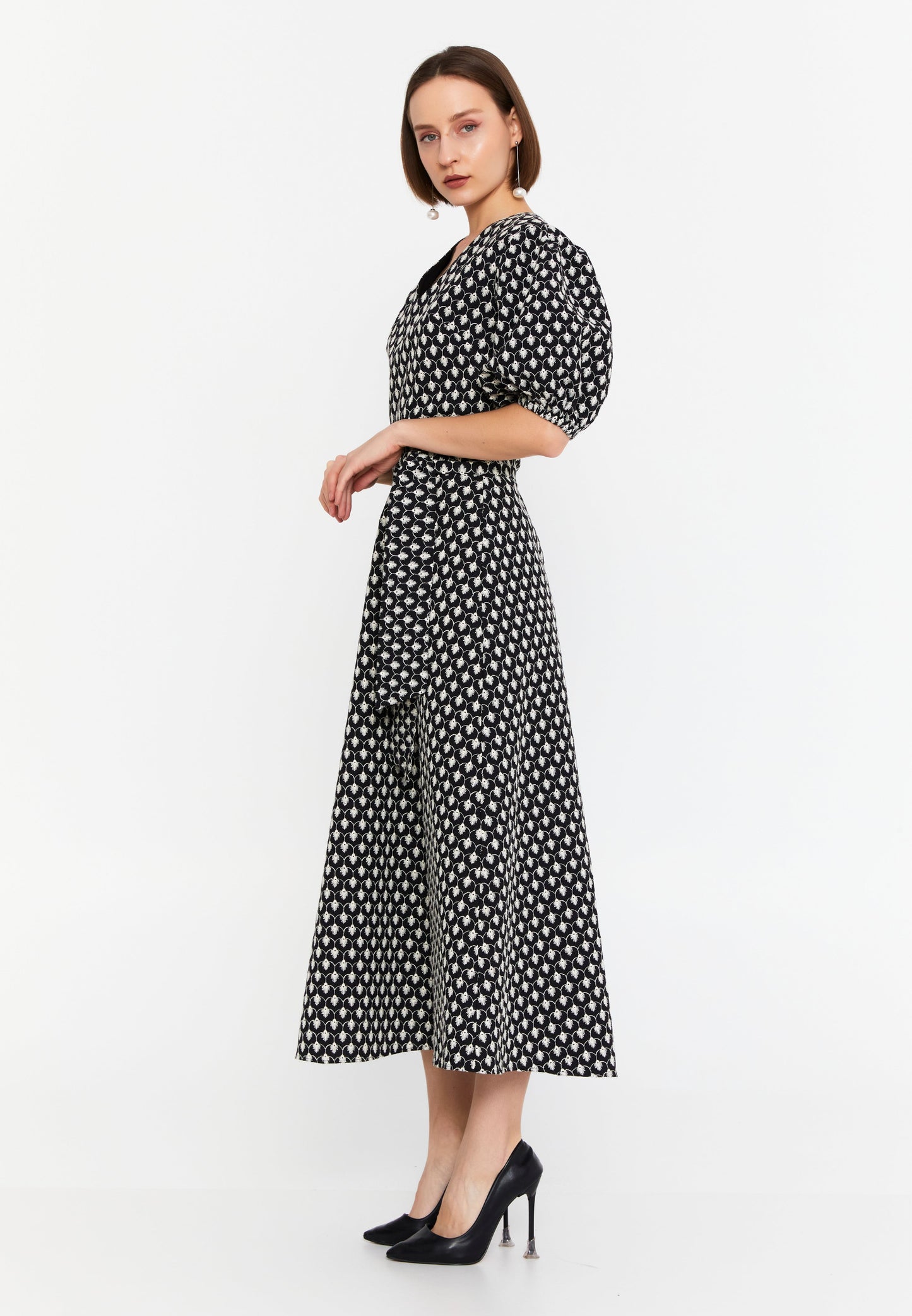 Short-Sleeve Polyester Maxi Dress