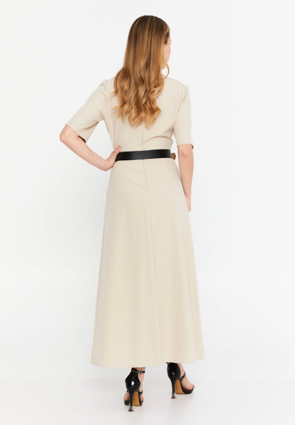 Long-Sleeve Polyester Maxi Dress