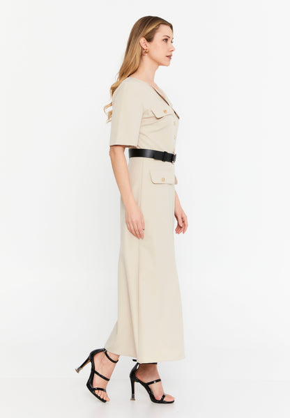 Long-Sleeve Polyester Maxi Dress