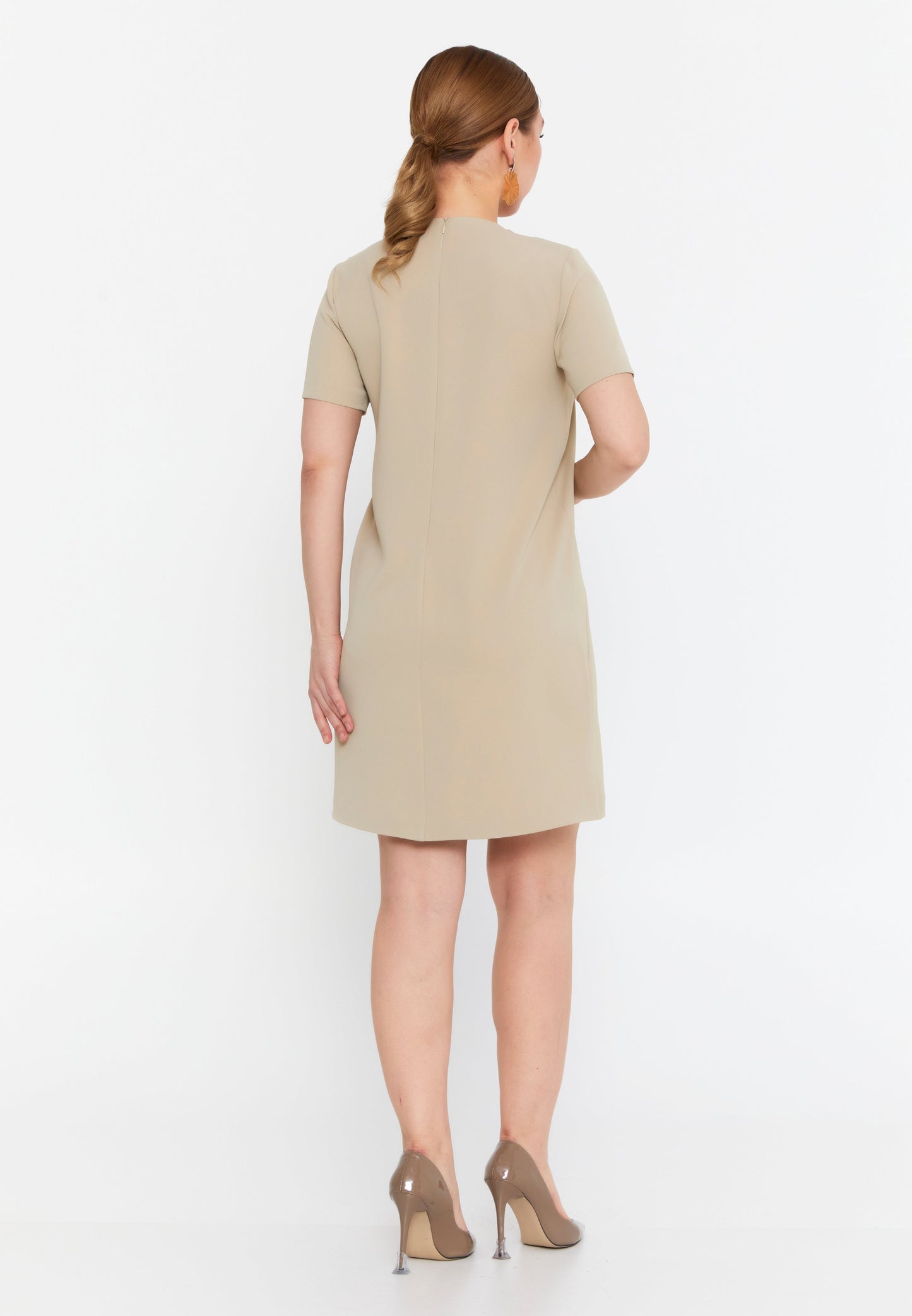 Short Sleeve Mini-Length Column Dress