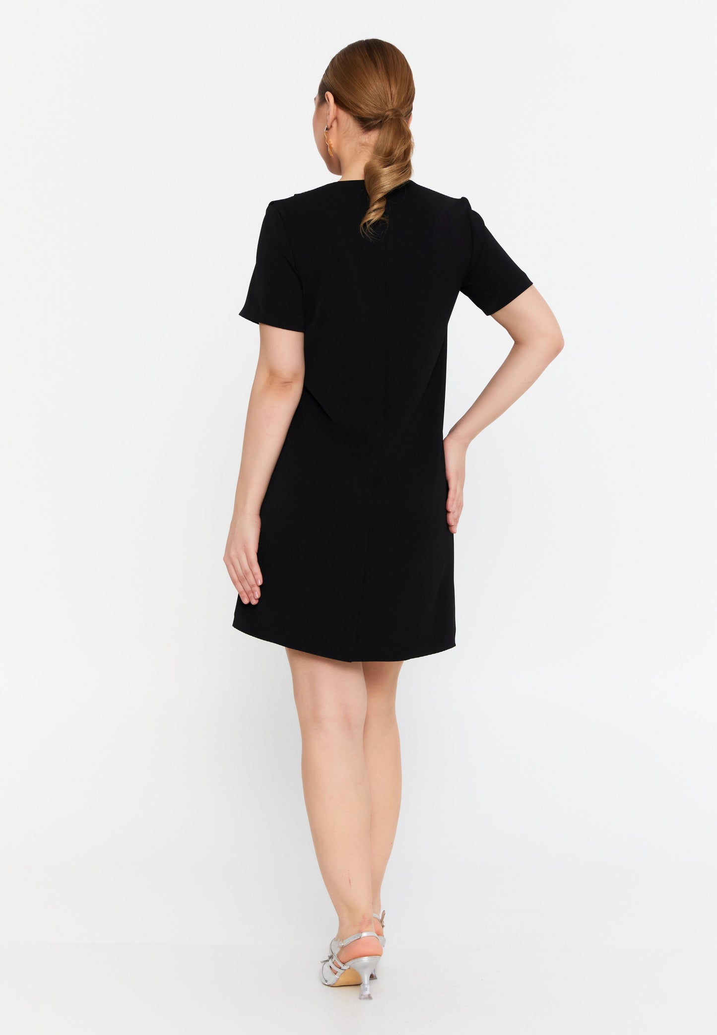 Short Sleeve Mini-Length Column Dress