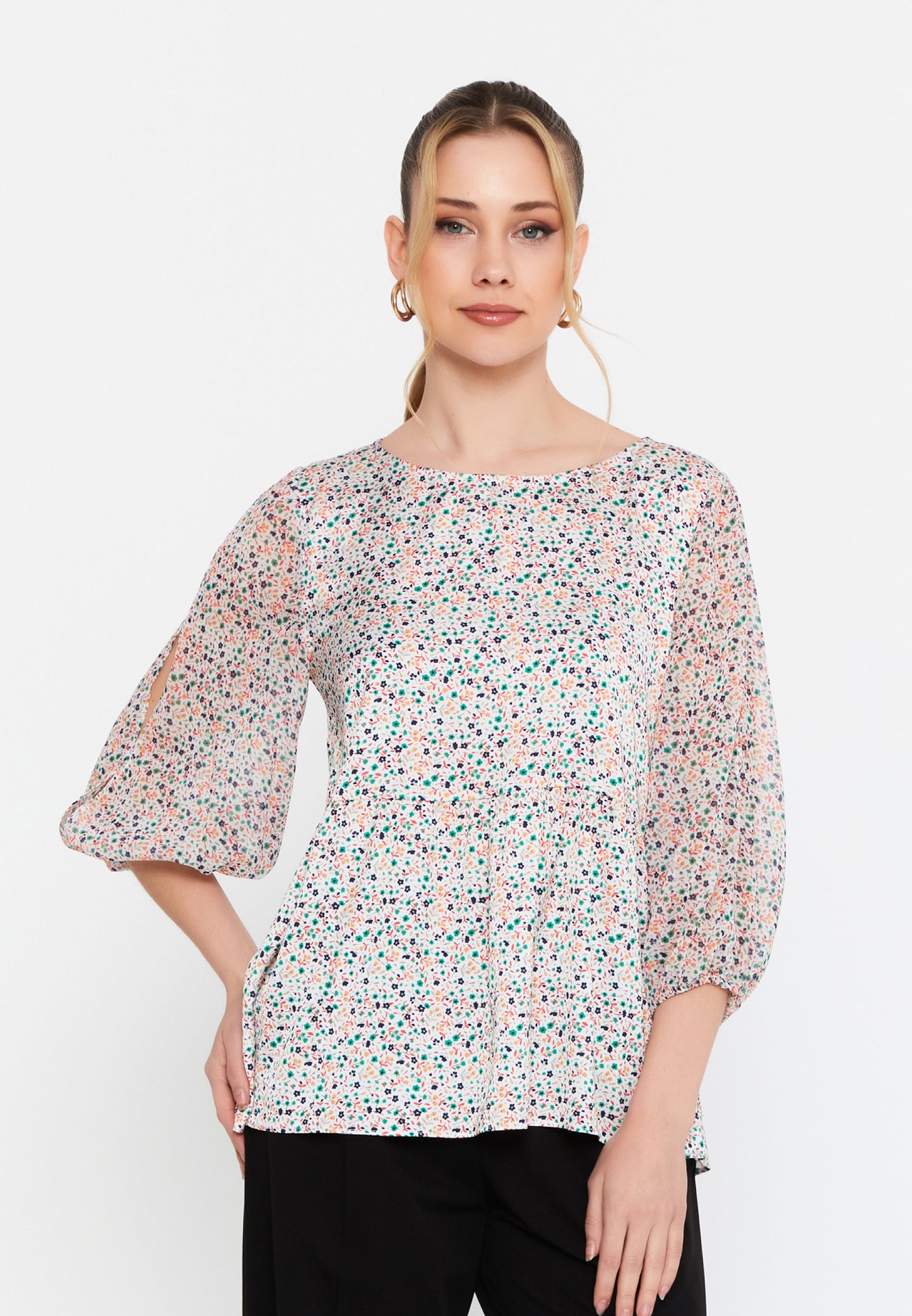 Long Sleeve Floral Print Blouse