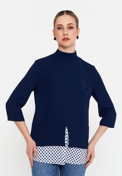 Mid-Length Abstract Pattern Blouse