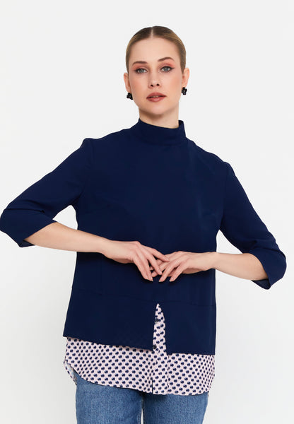 Mid-Length Abstract Pattern Blouse