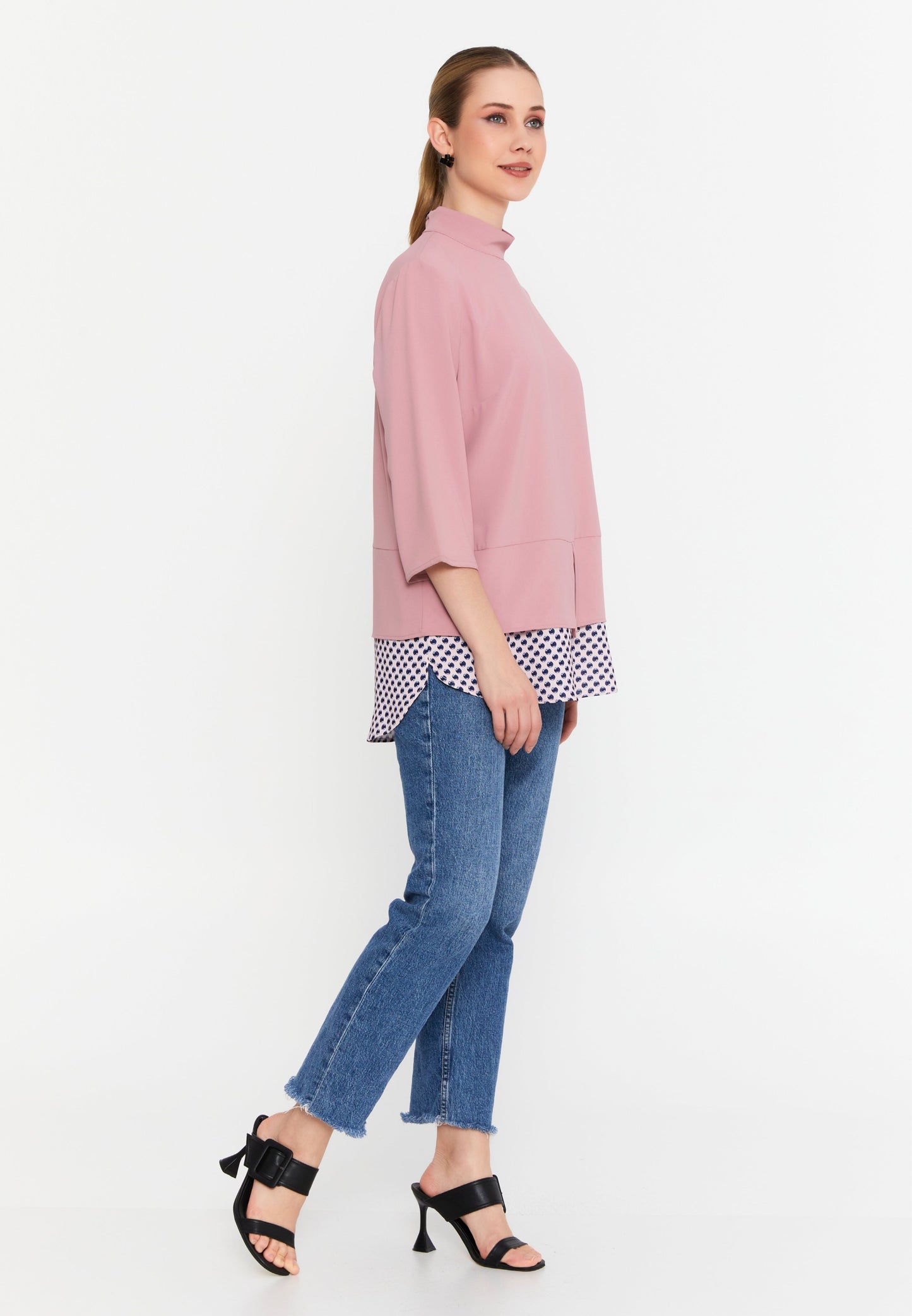 Mid-Length Abstract Pattern Blouse