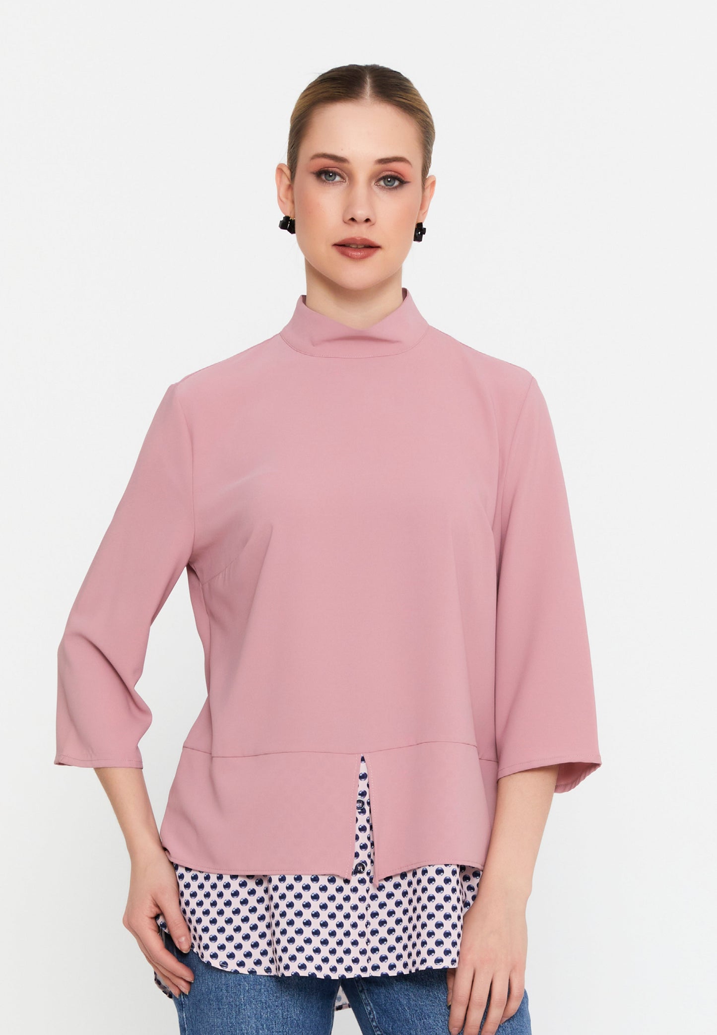 Mid-Length Abstract Pattern Blouse