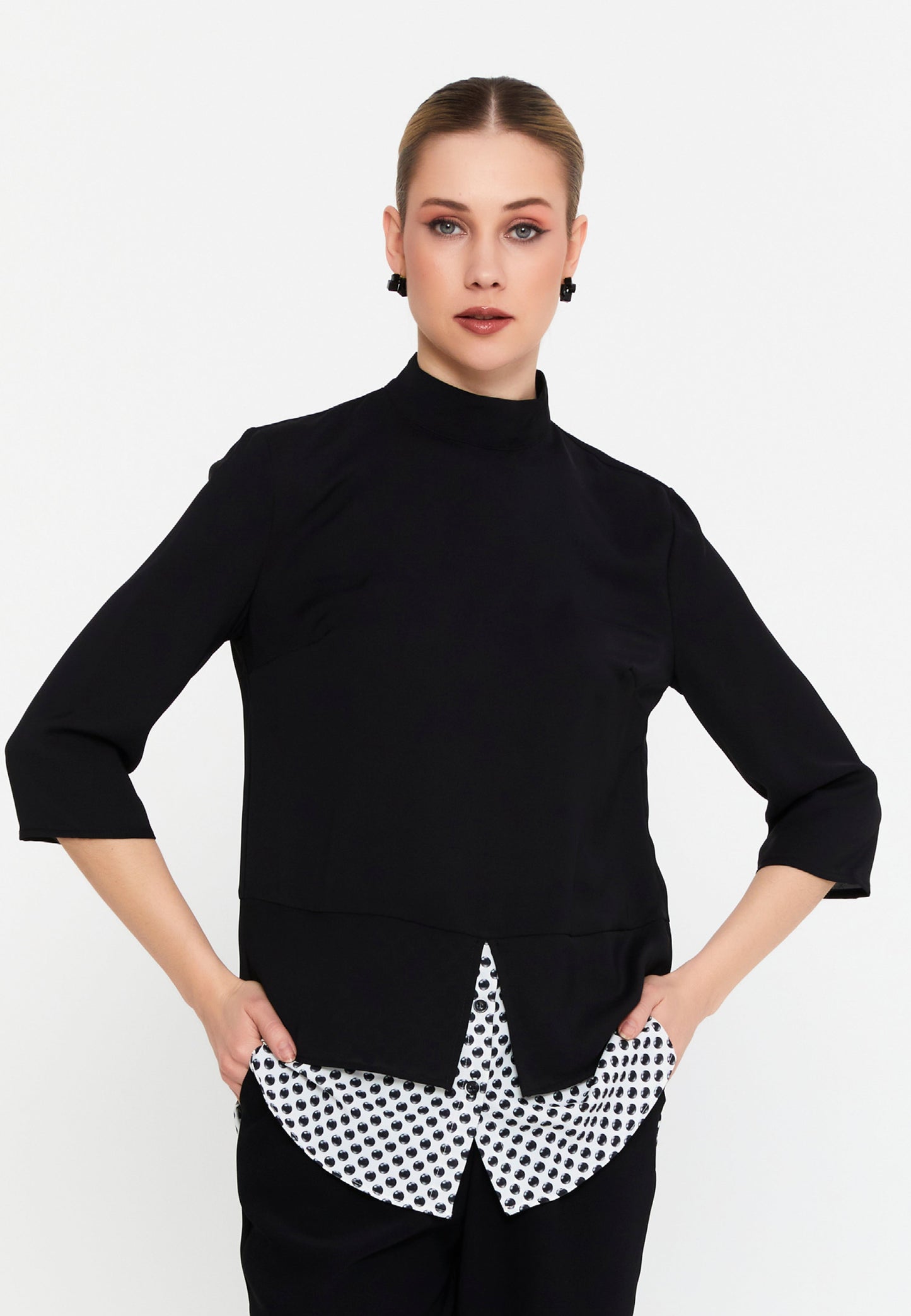 Mid-Length Abstract Pattern Blouse